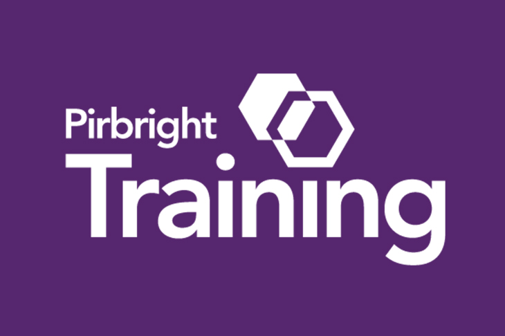 White Pirbright Training logo on purple background