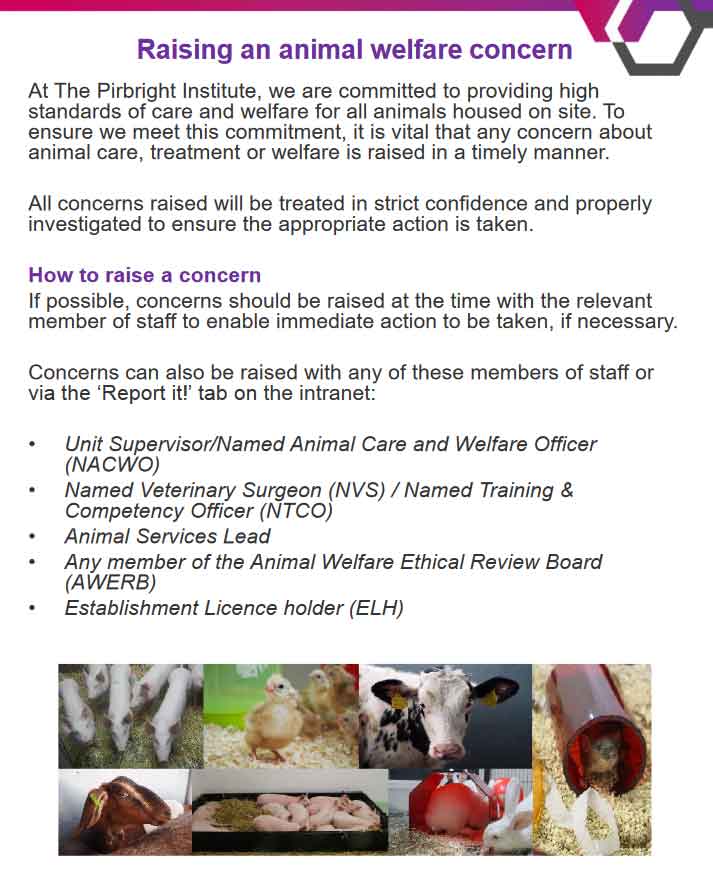 Animal welfare information